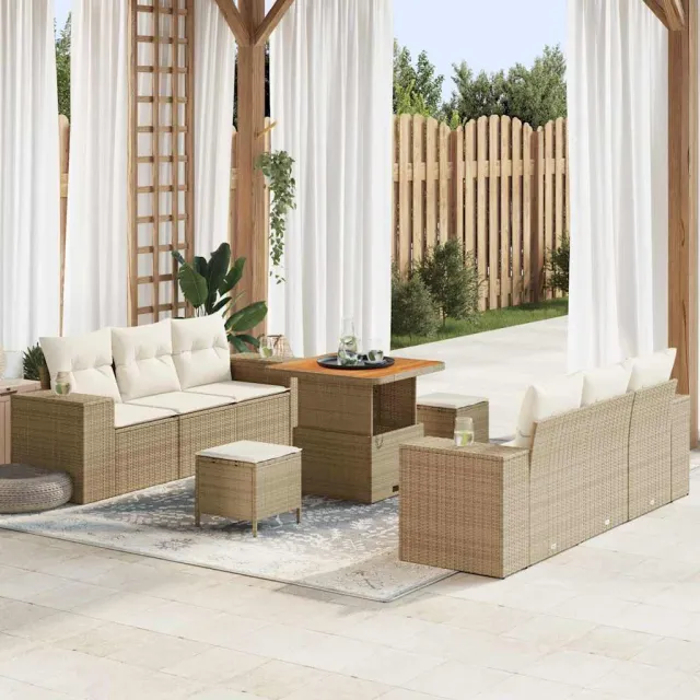vidaXL Tuin Sofa Set 9 st Beige Poly riet, foto 2