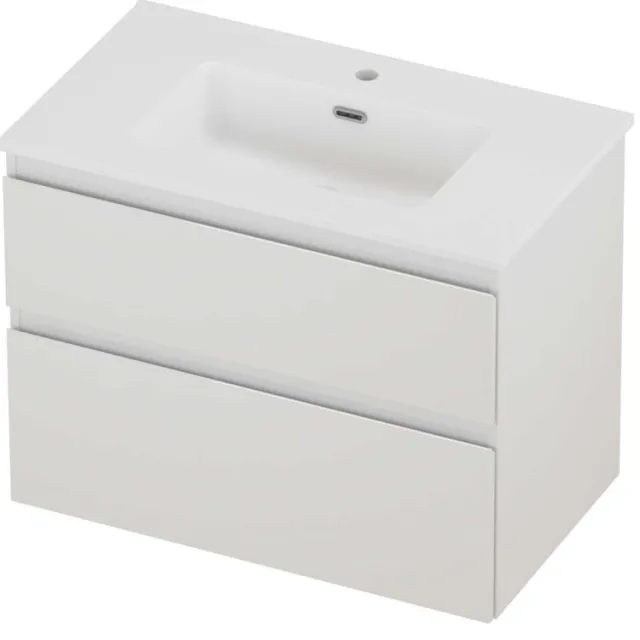Proline Tribute Badmeubelset Porselein Elegant 1 Kraangat 80x46x62 cm Mat White Glans Wit