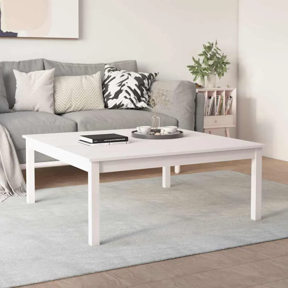 vidaXL Salontafel 100x100x40 cm massief grenenhout wit, foto 4