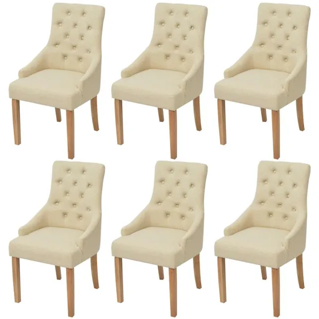 vidaXL Eetkamerstoelen 6 st stof crèmekleurig