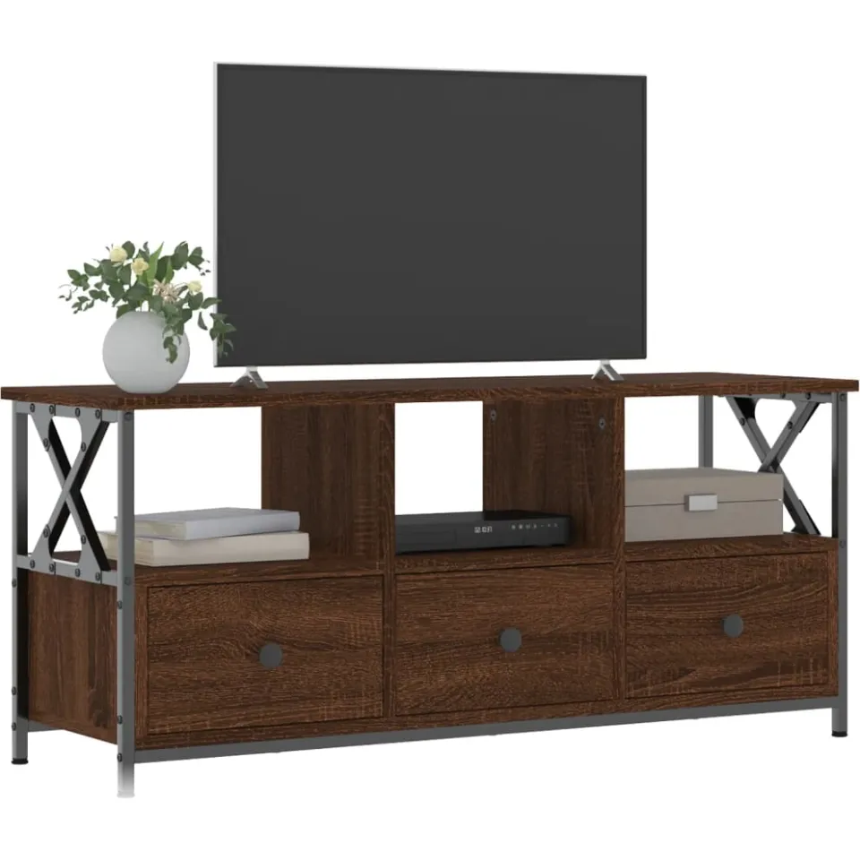 vidaXL Tv-meubel 102x33x45 cm bewerkt hout en ijzer bruin eikenkleur, foto 3