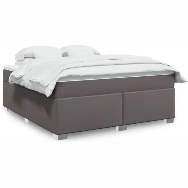 vidaXL Boxspring met matras kunstleer grijs 180x200 cm