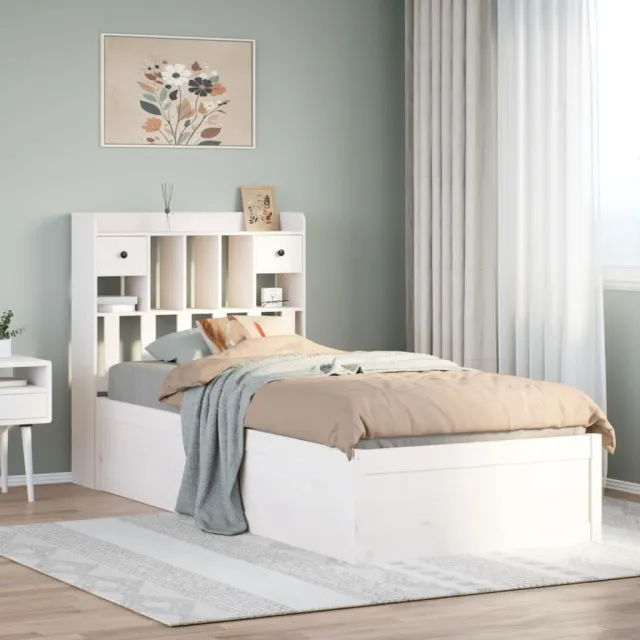 vidaXL Bedframe zonder matras massief grenenhout wit 75x190 cm