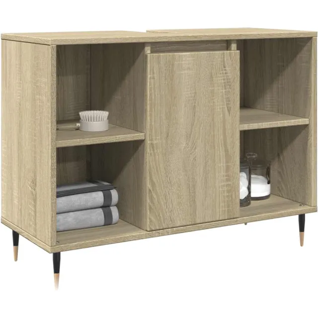 vidaXL Badkamerkast 80x33x60 cm bewerkt hout sonoma eikenkleurig Bruin