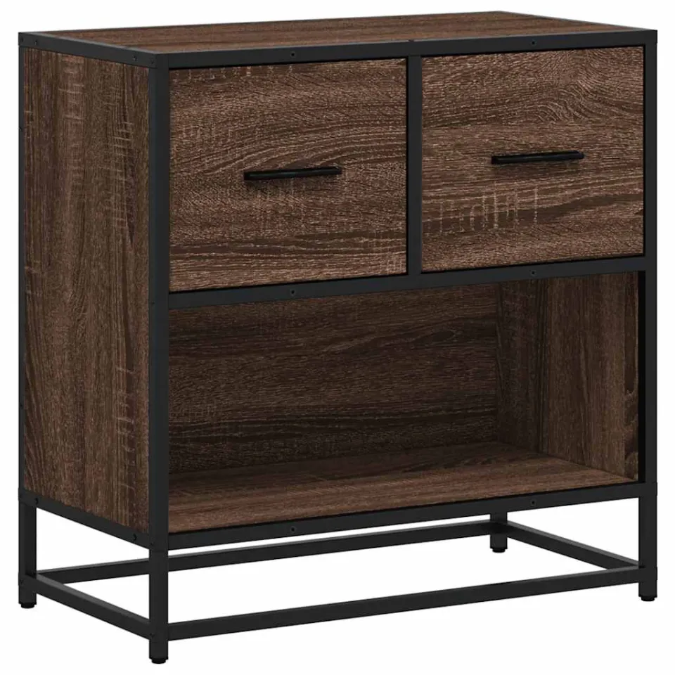 vidaXL Nachtkastje 60x31x60 cm bewerkt hout en metaal bruin eikenkleur, foto 3