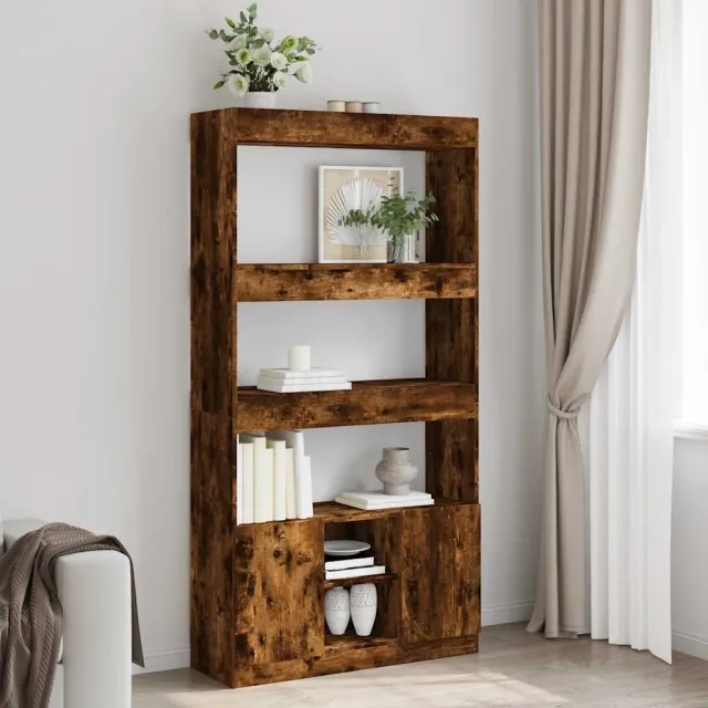 vidaXL Hoge kast 92x33x180 cm bewerkt hout gerookt eikenkleurig Bruin