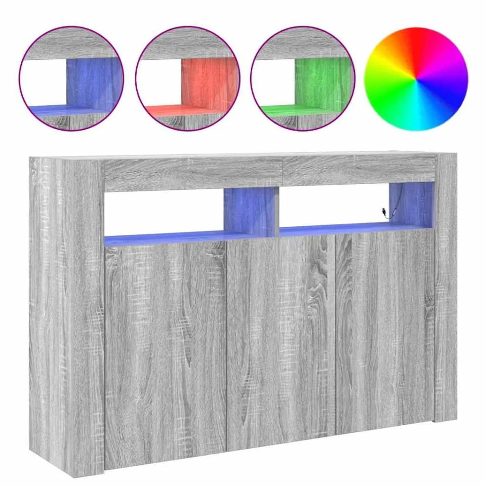 vidaXL Dressoir Grijs Sonoma 116 x 30 x 75 cm Bewerkt hout, foto 4