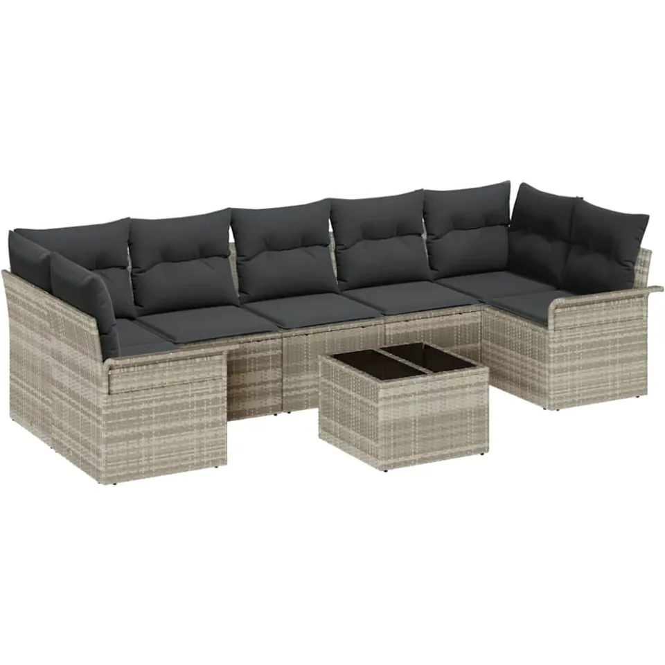 vidaXL Tuin Sofa Set 8 st Lichtgrijs poly rattan