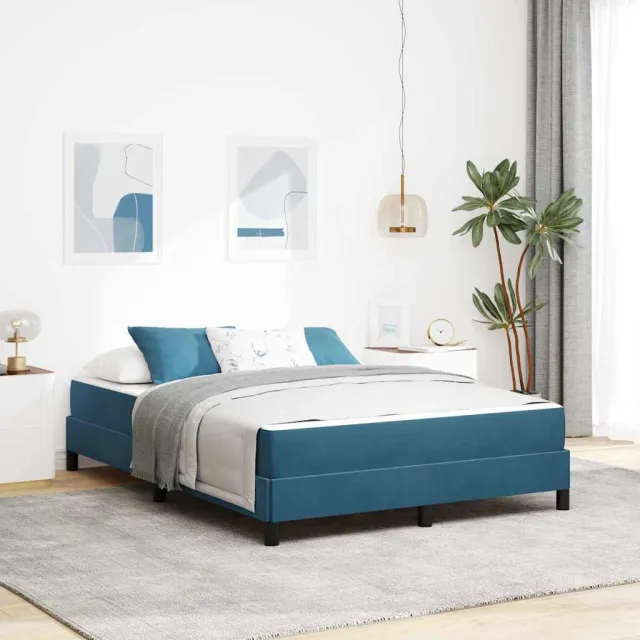 vidaXL Boxspringbed met matras Donkerblauw 140 x 200 cm Stof