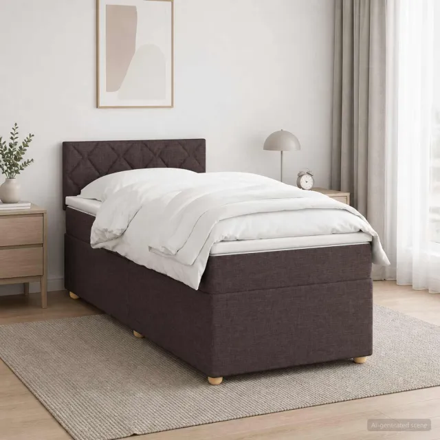 vidaXL Boxspringbed met matras Donkerbruin 90 x 200 cm Stof