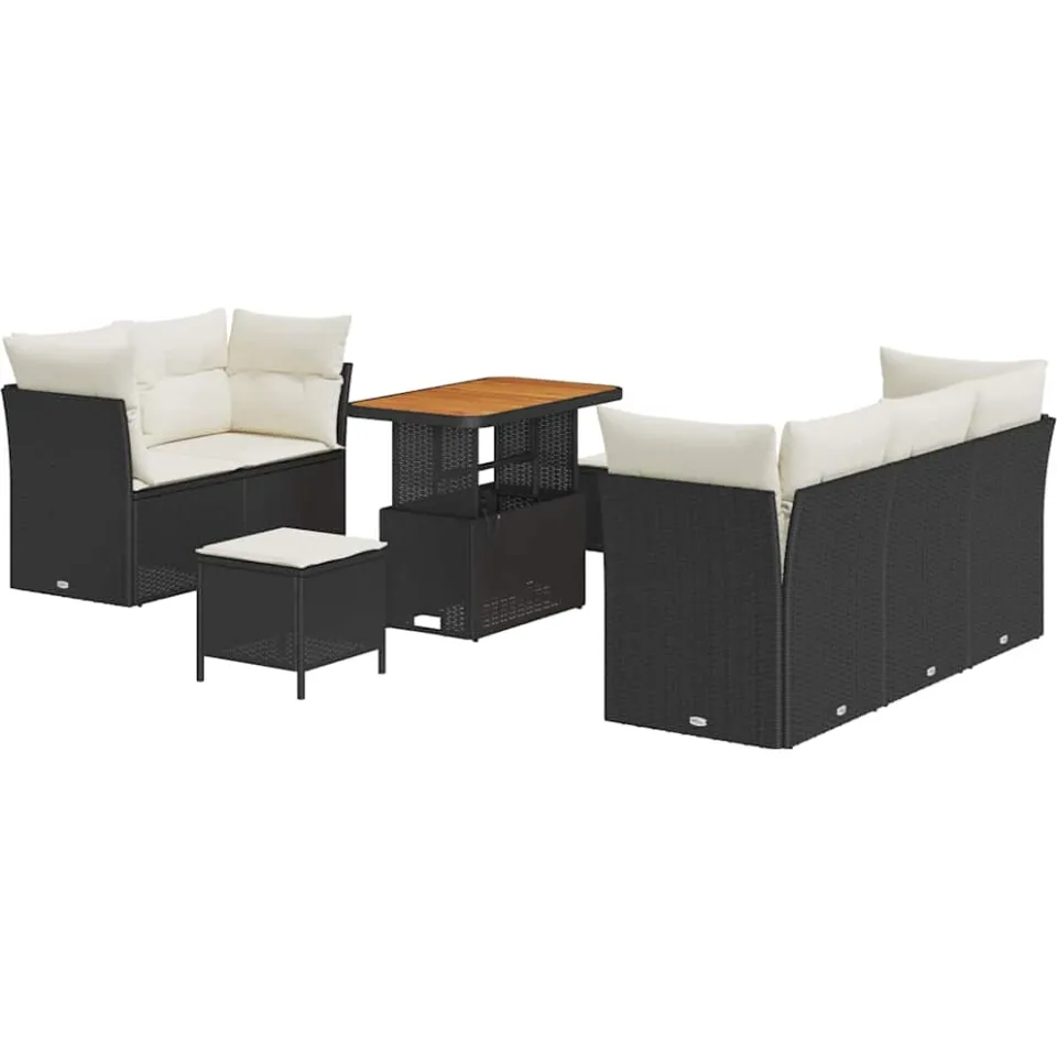 vidaXL Tuin Sofa Set 8 st Zwart poly rattan