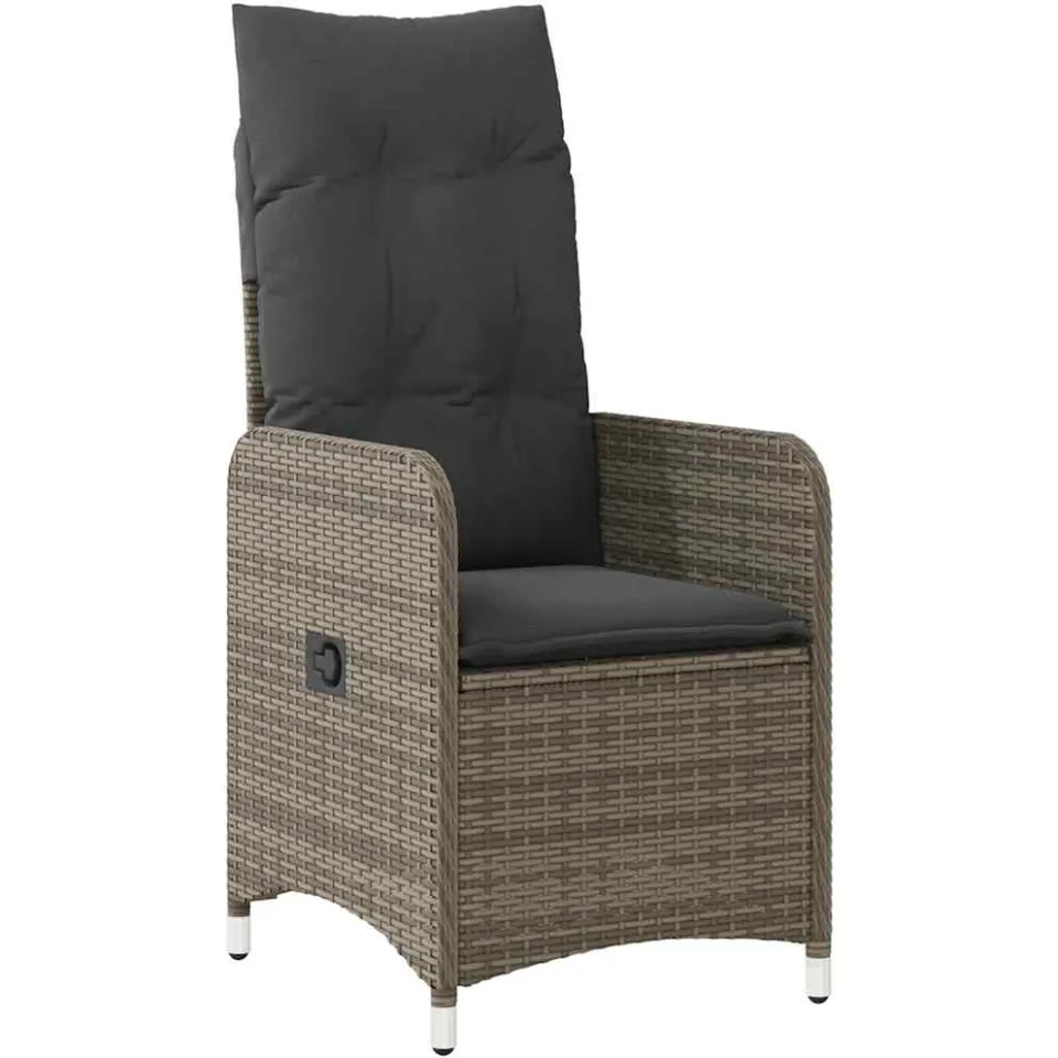vidaXL 9-delige Bistroset met kussens poly rattan grijs, foto 4