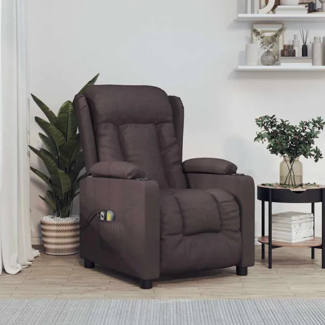 vidaXL Massagestoel elektrisch verstelbaar stof donkerbruin bruin, foto 2