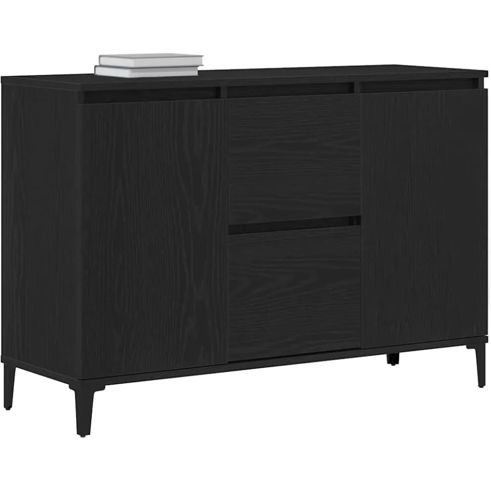 vidaXL Dressoir Zwart Eiken 104 x 35 x 70 cm Bewerkt hout