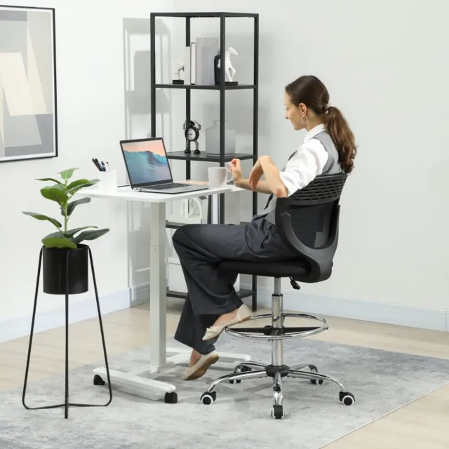 MODENUIT Bureaustoel 59 x 59 x 106-126 cm - Hoogteverstelbaar en Draaibaar - Voor Bureau - Netstof Zwart