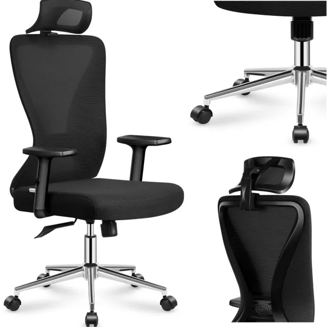 Mark Adler Manager 3.5 Bureaustoel – Ergonomisch – Mesh Nylon – Verstelbare Hoofdsteun & Lendensteun – SoftFlex – 2D Armleuningen – Zwart – SGS Gecertificeerd