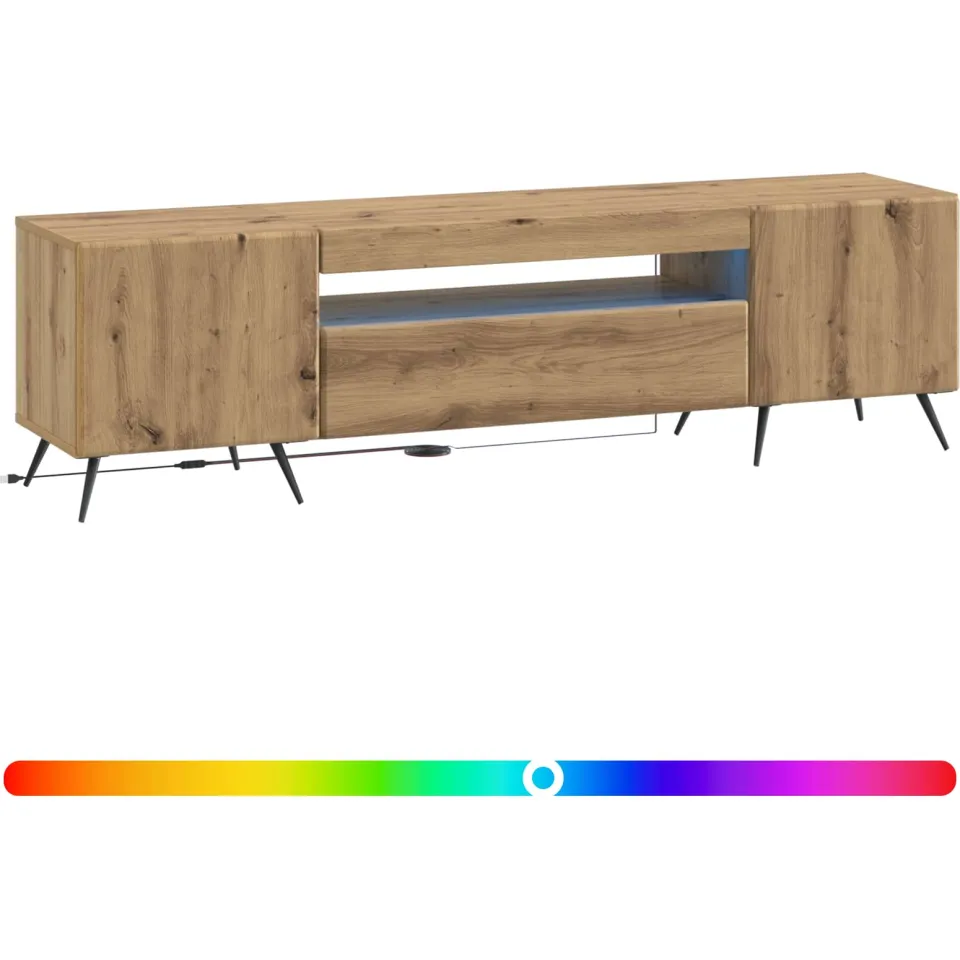 vidaXL LED tv-meubel Artisanaal eiken Bewerkt hout Bruin