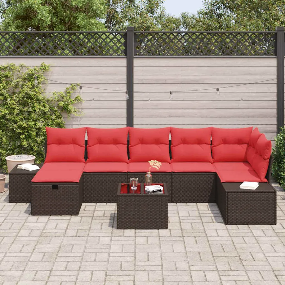 vidaXL Tuin Sofa Set 8 st Bruin poly rattan, foto 3