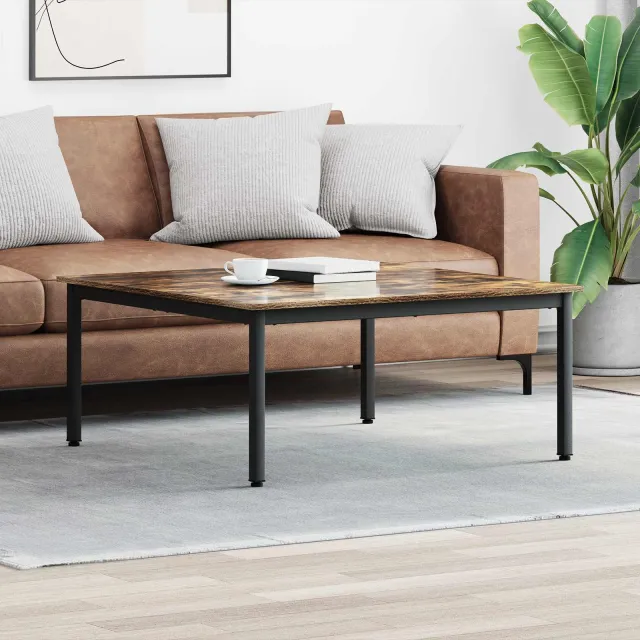 vidaXL Salontafel Rook Eik 100 x 100 x 45 cm Bewerkt hout Grijs