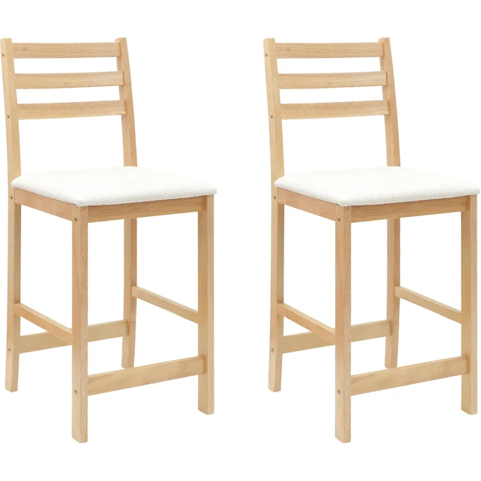 vidaXL Eettafelstoelen 2 st Massief Rubberhout Naturel Bruin
