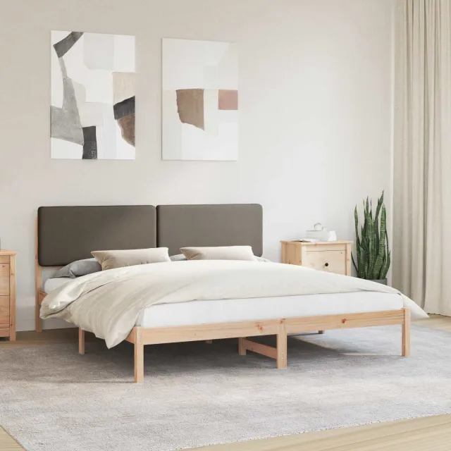vidaXL Bedframe met Gevoerd Hoofdgedeelte Taupe 180 x 200 cm