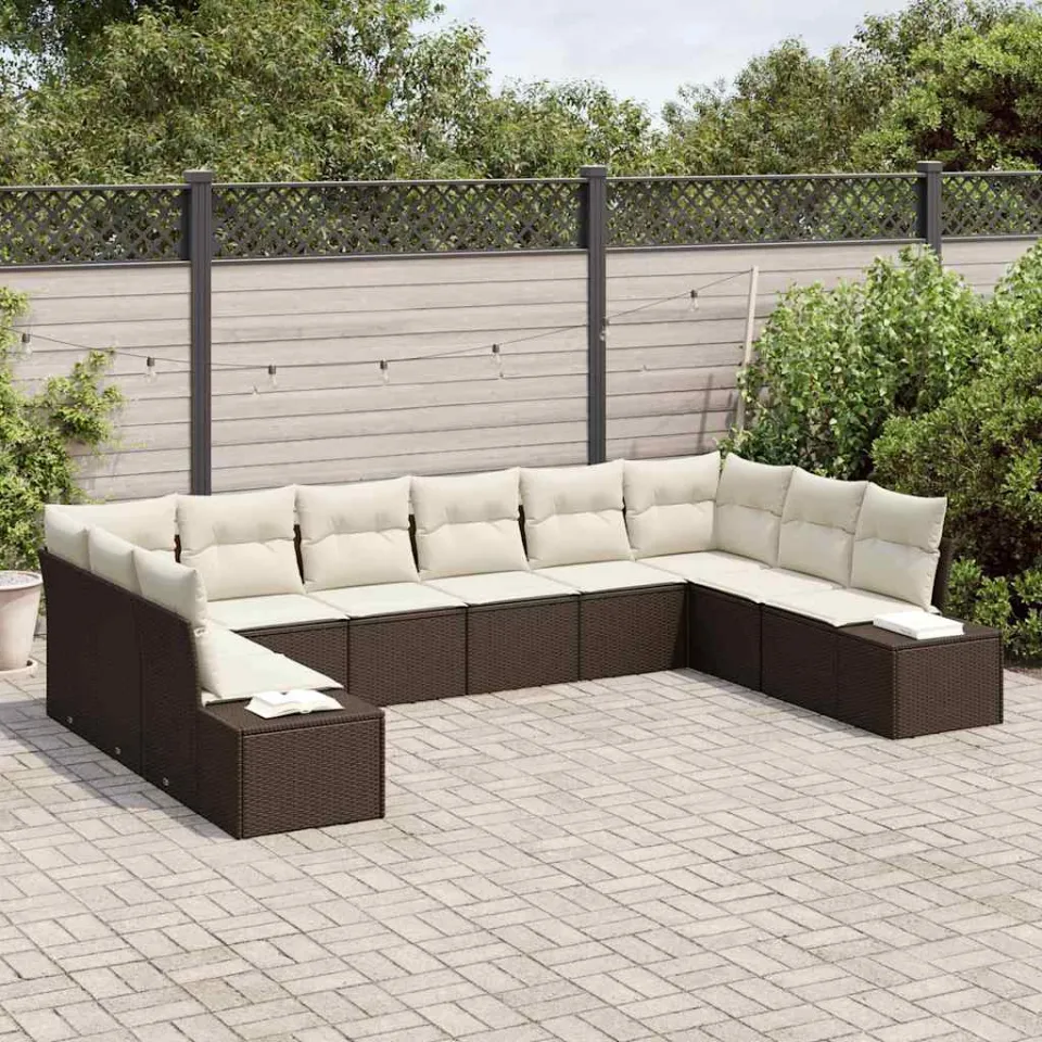 vidaXL Tuin Sofa Set 10 st Bruin poly rattan, foto 3