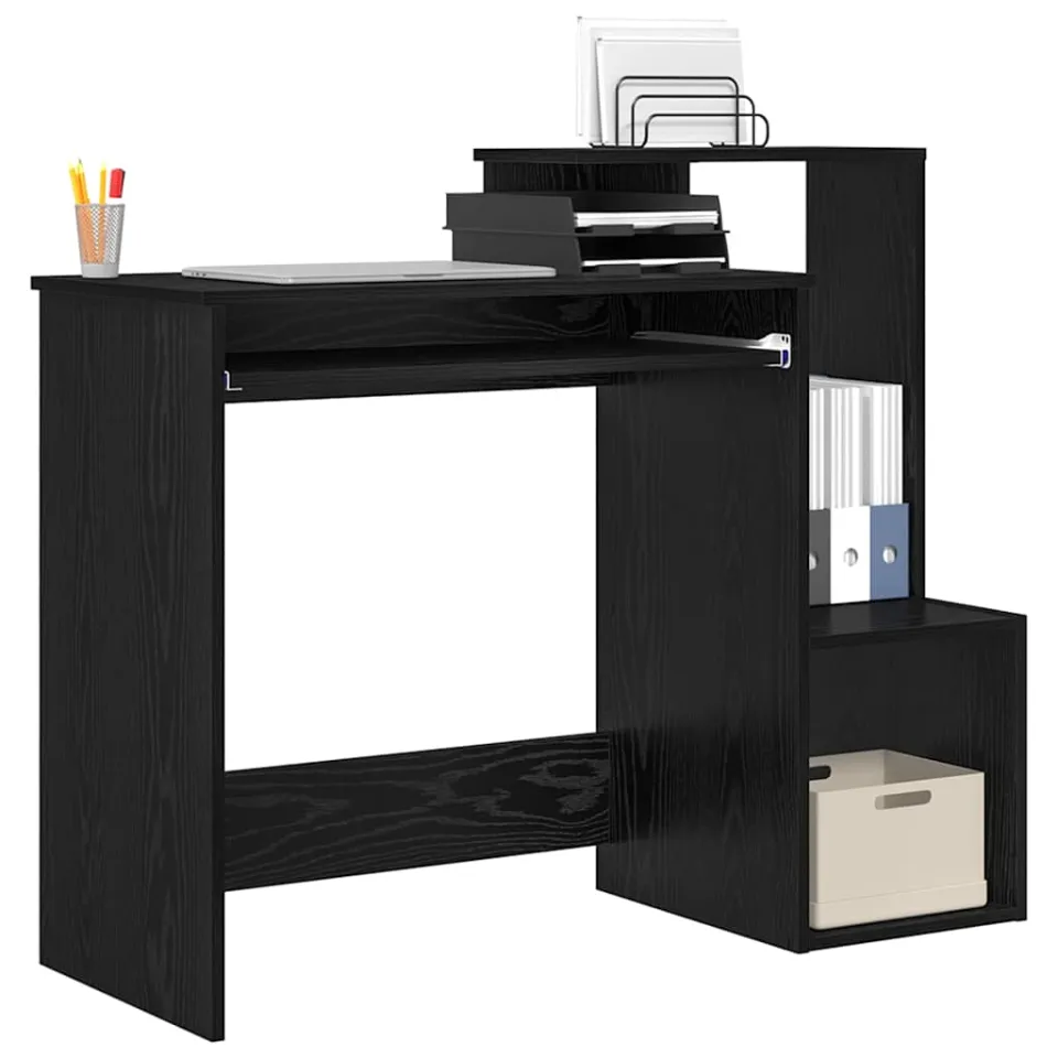vidaXL Bureau Zwart Eiken 106 x 41 x 88,5 cm Bewerkt hout