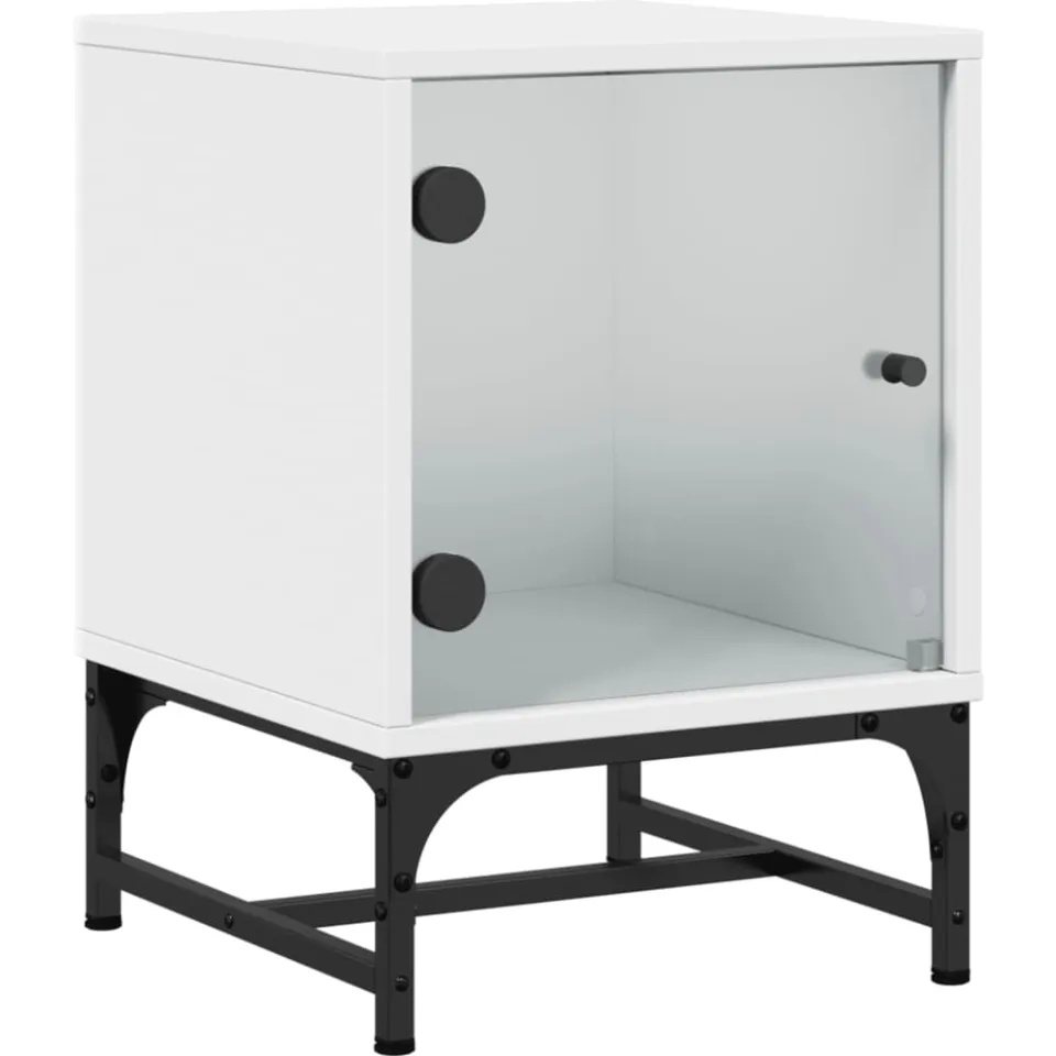 vidaXL Nachtkastje met glazen deur 35x37x50 cm wit