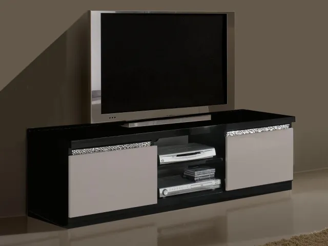 Mobistoxx Tv-meubel REBECCA 2 deuren hoogglans zwart/hoogglans wit