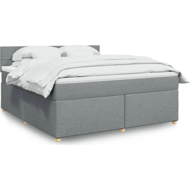 vidaXL Boxspring met matras stof lichtgrijs 180x200 cm grijs