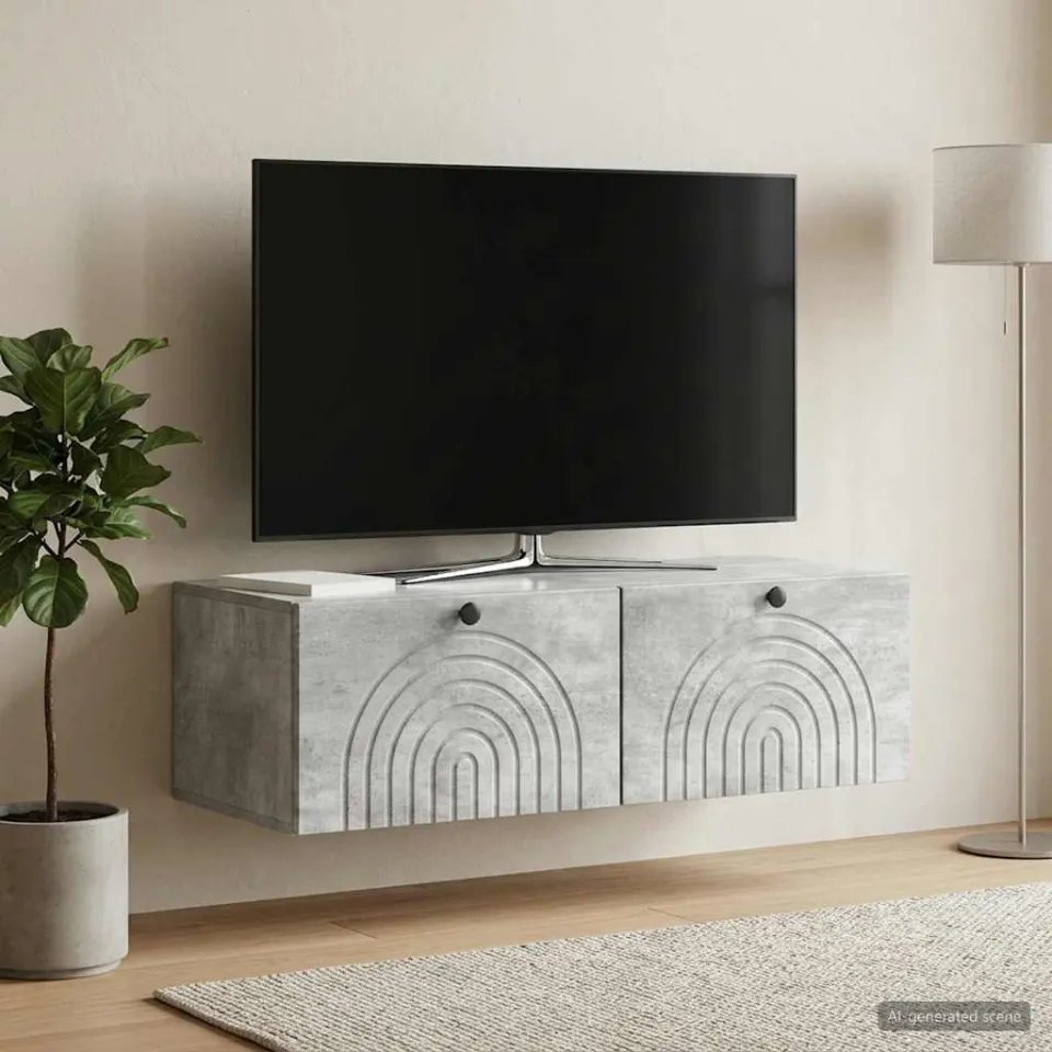 vidaXL Wandbeugel TV-kast 99 x 41 x 30 cm Betongrijs grijs, foto 4