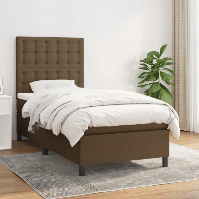 vidaXL Boxspring met matras stof donkerbruin 80x200 cm bruin