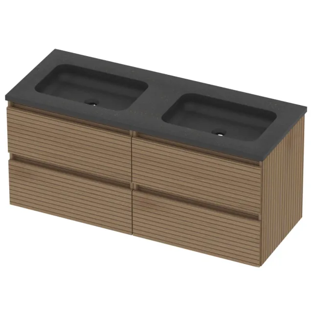 Basic-Line Rocky 46 Badmeubelset Hardsteen 120x46x54 cm R46bselo2x600 Lamello Oak Blue Stone Grijs