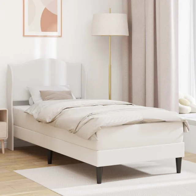 vidaXL Bedframe met matras Wit 100 x 200 cm Kunstleer