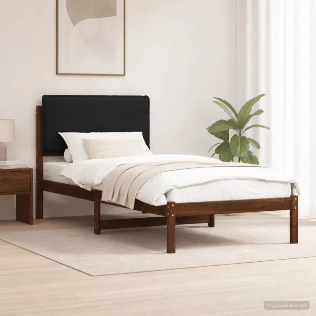 vidaXL Bedframe met gestoffeerd hoofdbord Donkerbruin en Zwart