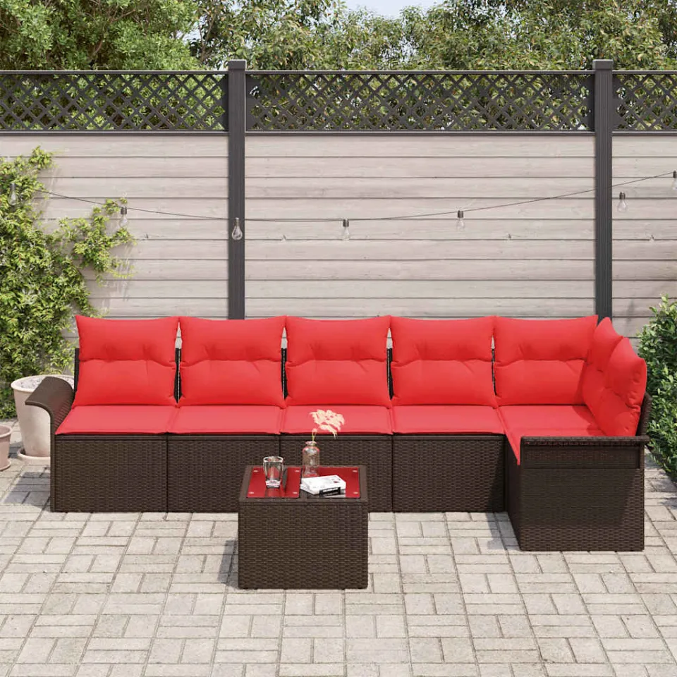 vidaXL Tuin Sofa Set 7 st Bruin poly rattan, foto 3
