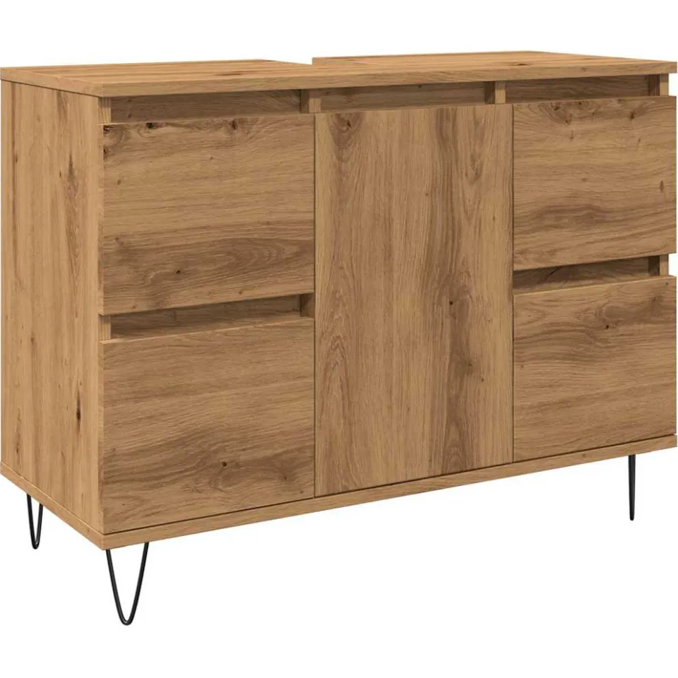 vidaXL Badkamerkast 80x33x60 cm bewerkt hout artisanaal eikenkleurig Bruin