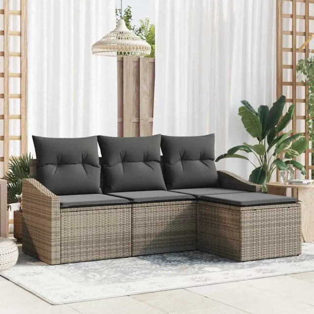 vidaXL Bankstel 4 st Grijs poly rattan, foto 2