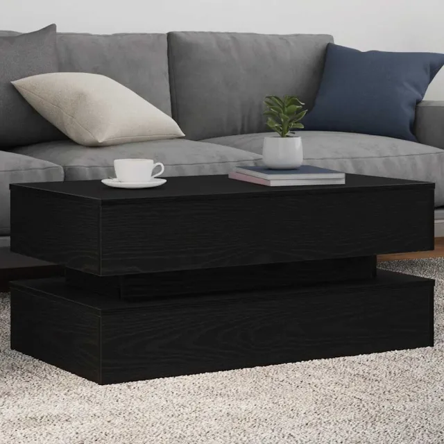 vidaXL Salontafel met LED-verlichting 90x50x40 cm zwart eiken, foto 2