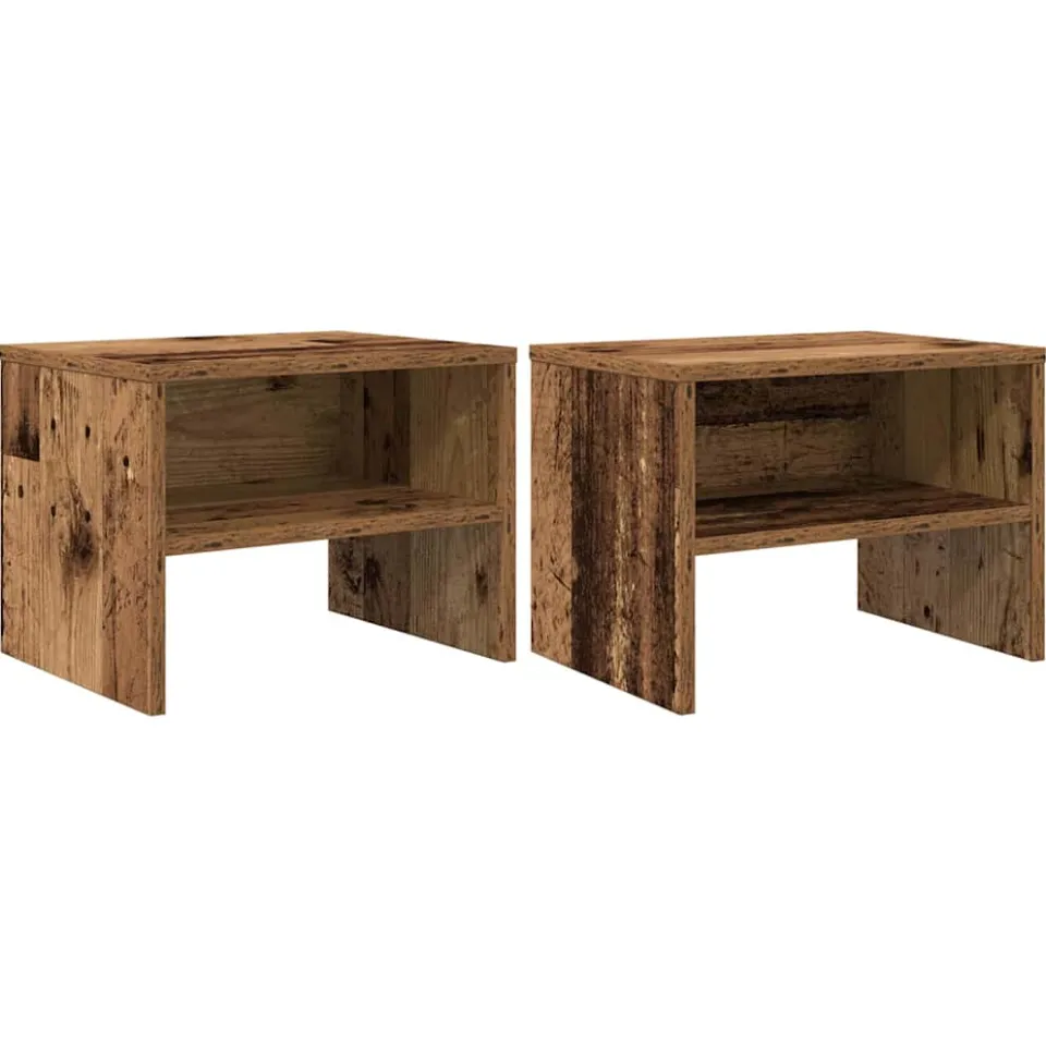 vidaXL Nachtkastje 2 st Oud hout 40 x 30 x 30 cm Bewerkt hout bruin, foto 3