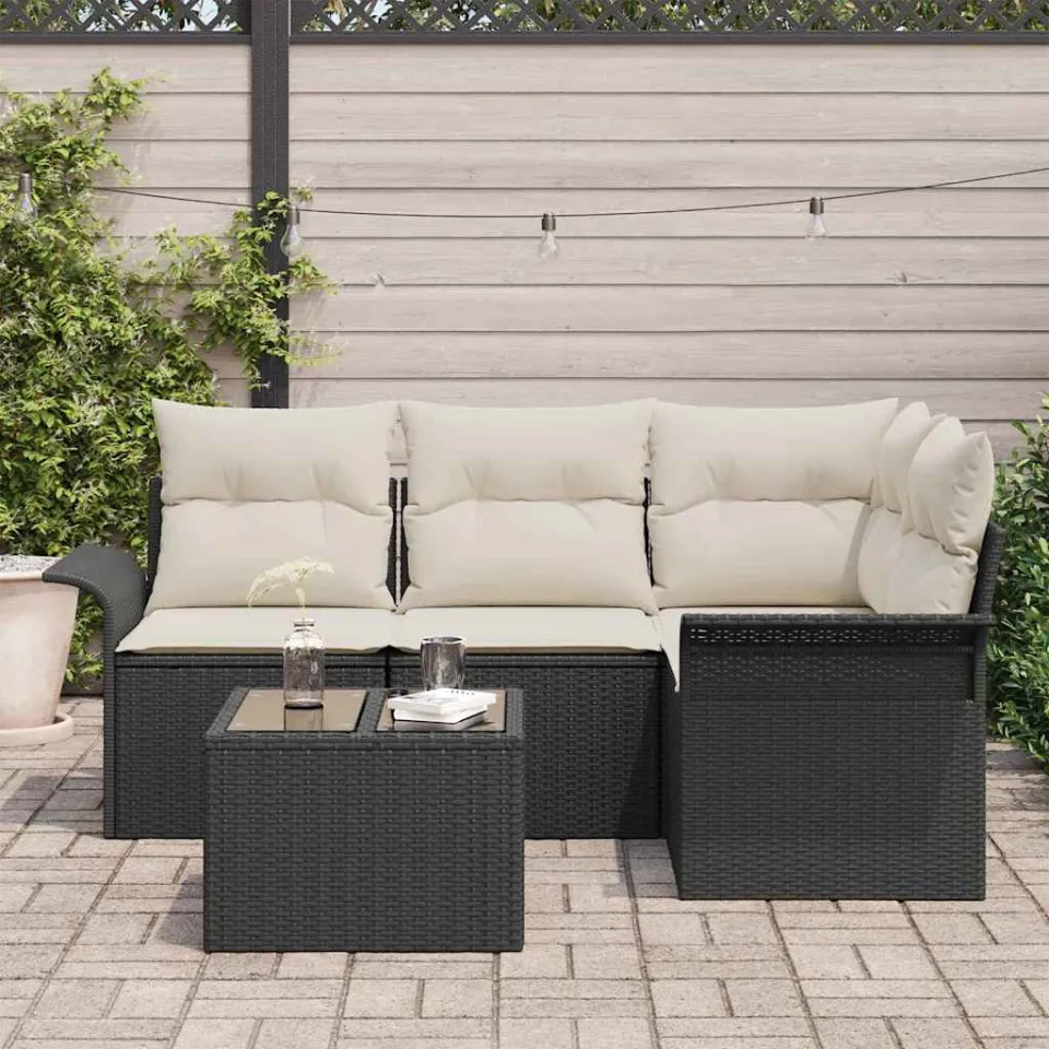 vidaXL Tuin Sofa Set 5 st Zwart poly rattan, foto 3