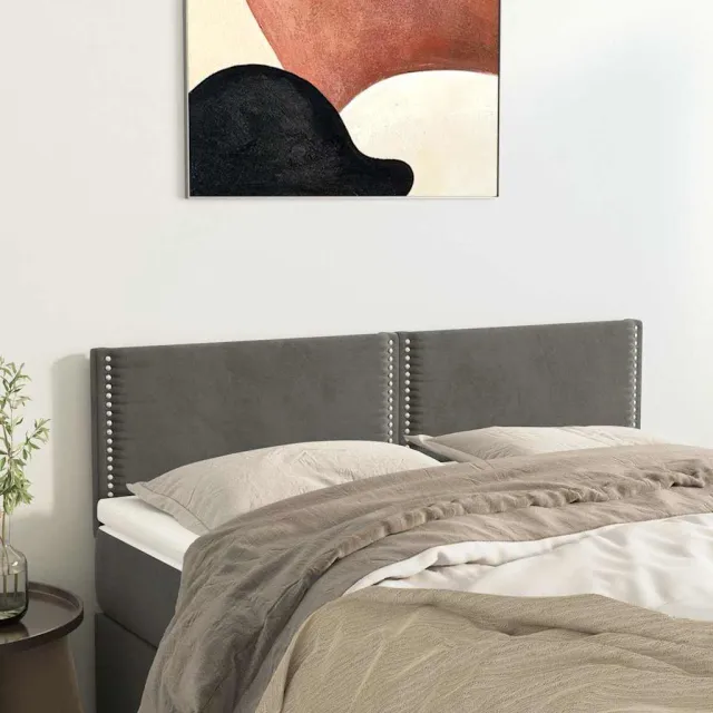 vidaXL Hoofdborden 144x5x78/88 cm fluweel donkergrijs grijs