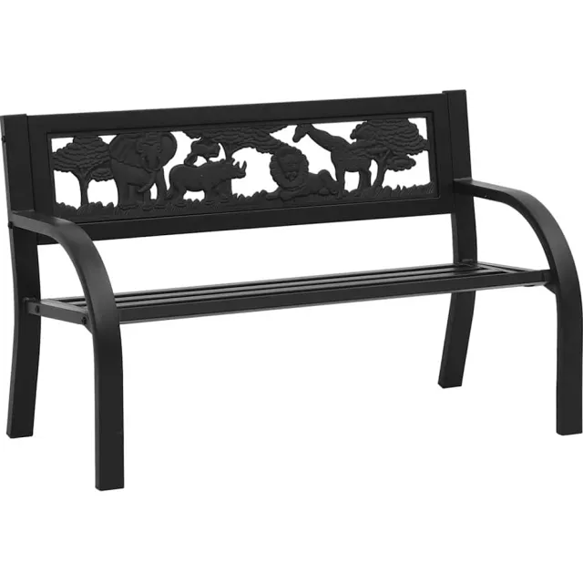 vidaXL Kindertuinbank 86 cm staal Zwart