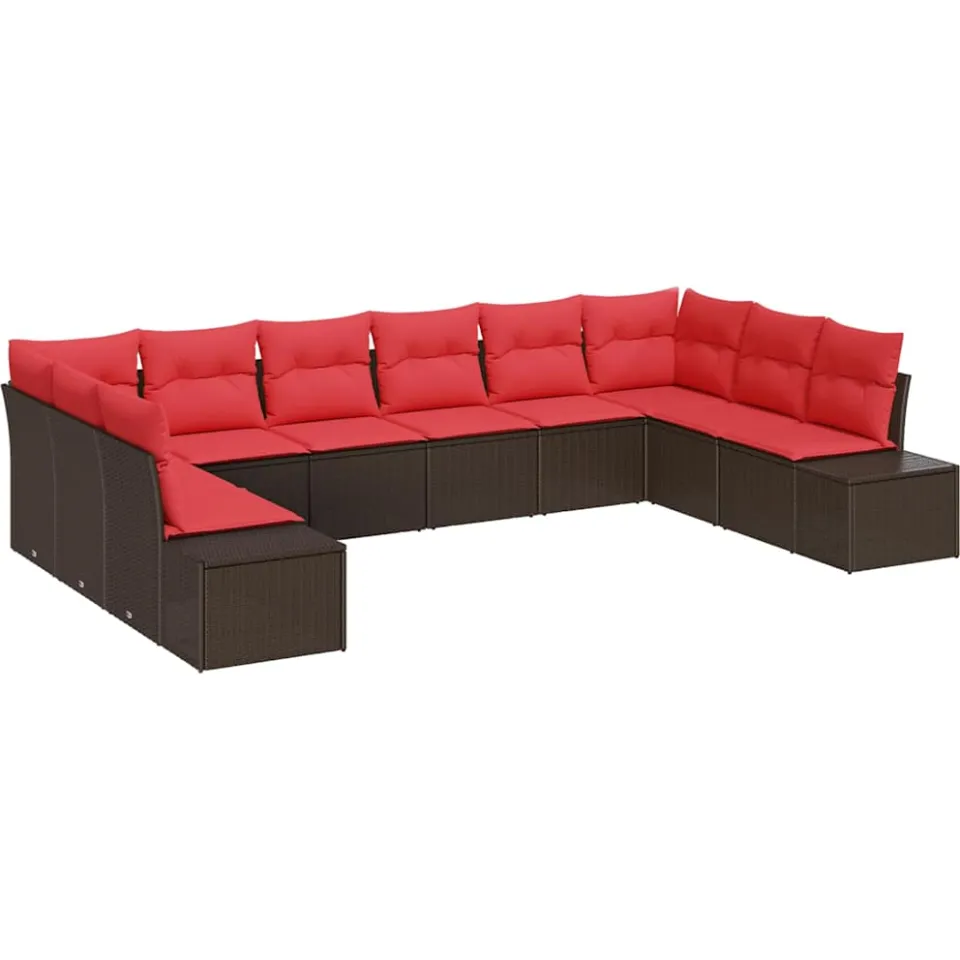 vidaXL Tuin Sofa Set 10 st Bruin poly rattan