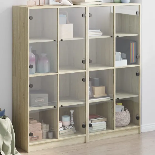 vidaXL Boekenkast met deuren 136x37x142 cm hout sonoma eikenkleurig, foto 2