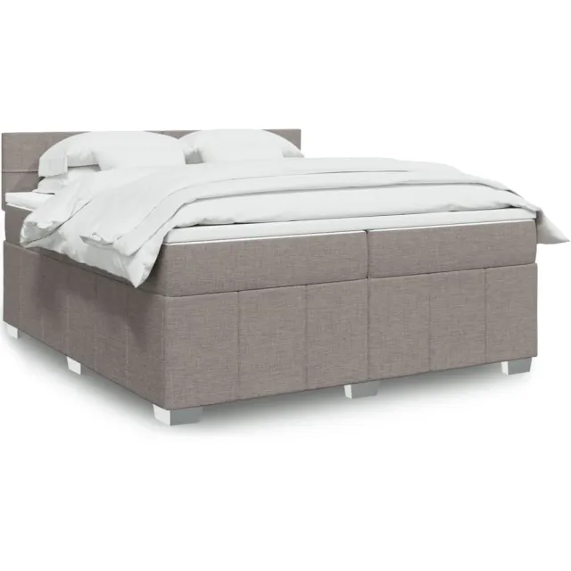 vidaXL Boxspring met matras stof taupe 200x200 cm