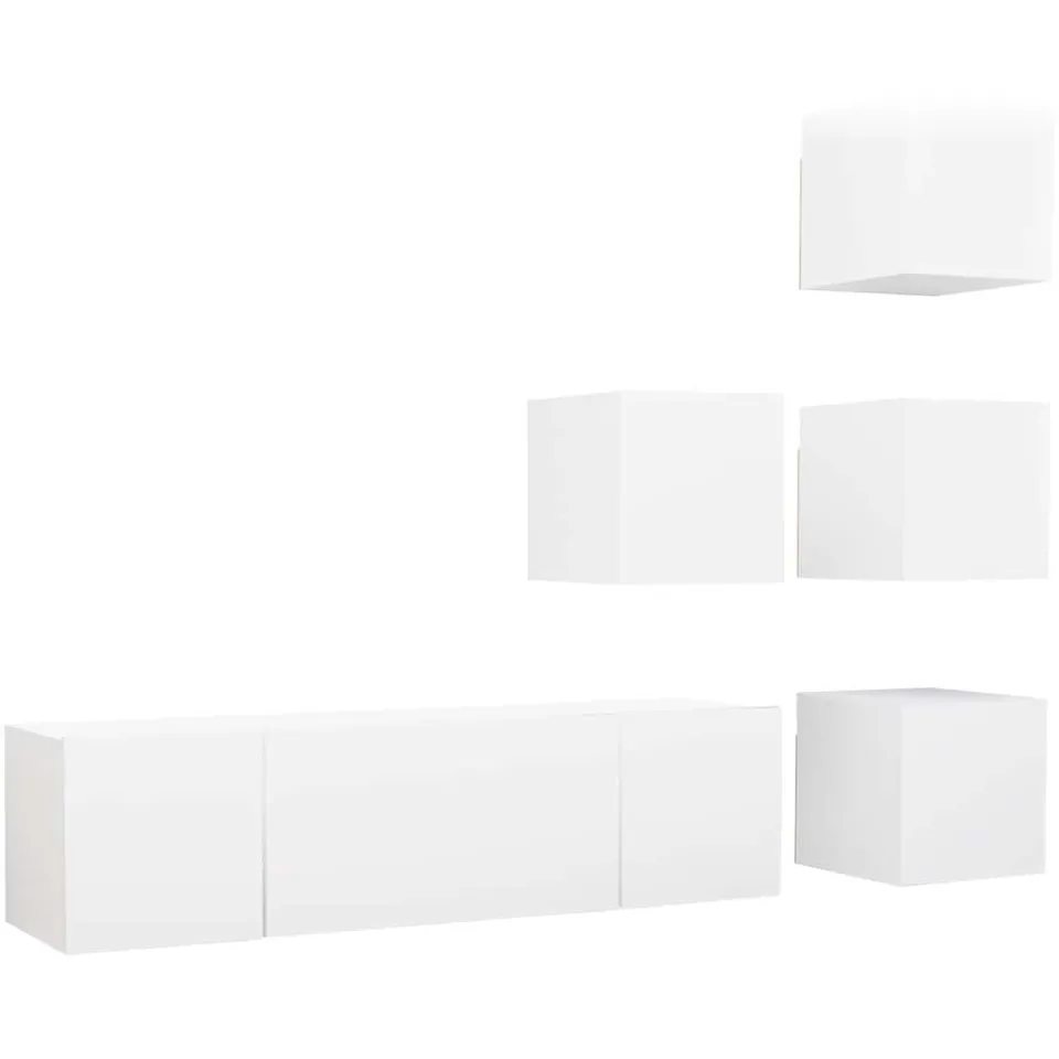 vidaXL 6-delige Tv-meubelset bewerkt hout wit