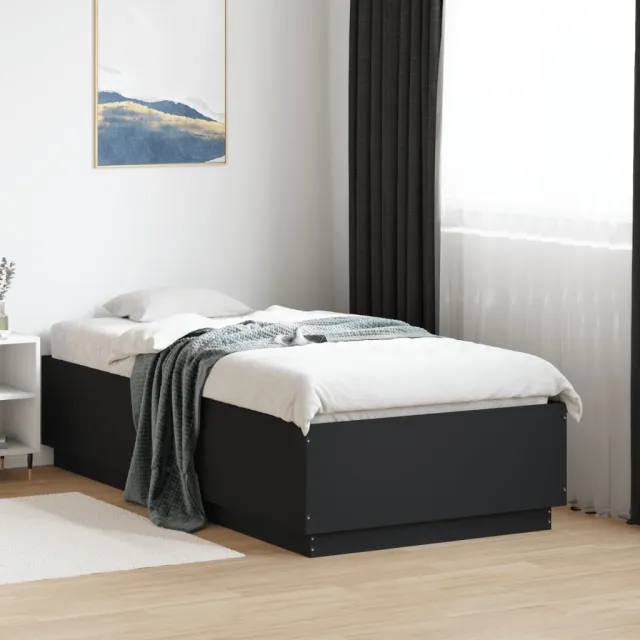 vidaXL Bedframe bewerkt hout zwart 90x190 cm