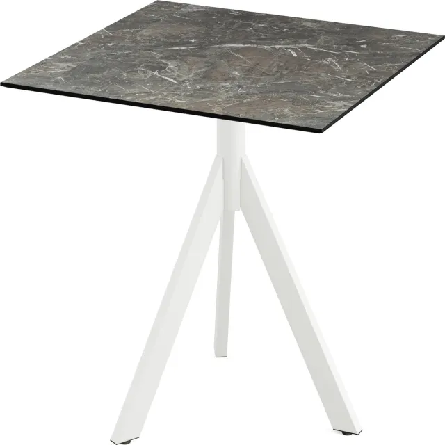 Essentials Infinity Tripod Terrastafel Wit Frame + Galaxy Marble HPL 70x70 cm - 140021577 - Horeca & Professioneel Grijs