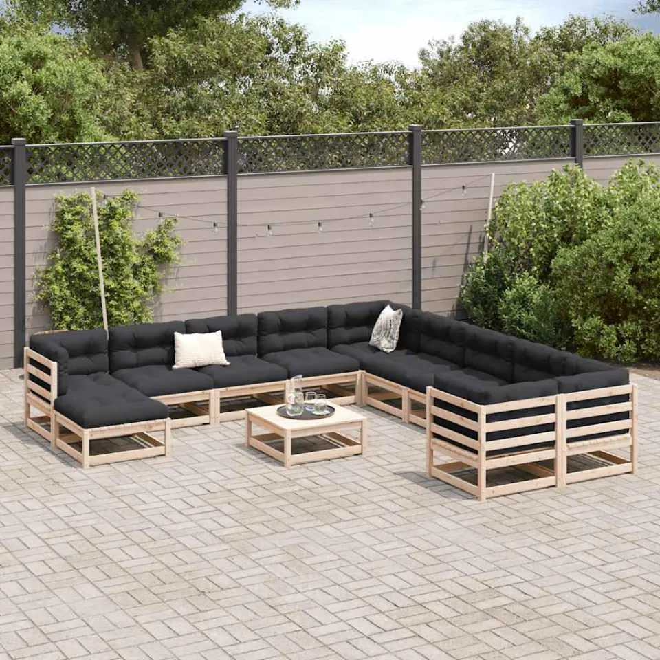 vidaXL 12-delige Loungeset massief grenenhout bruin, foto 2